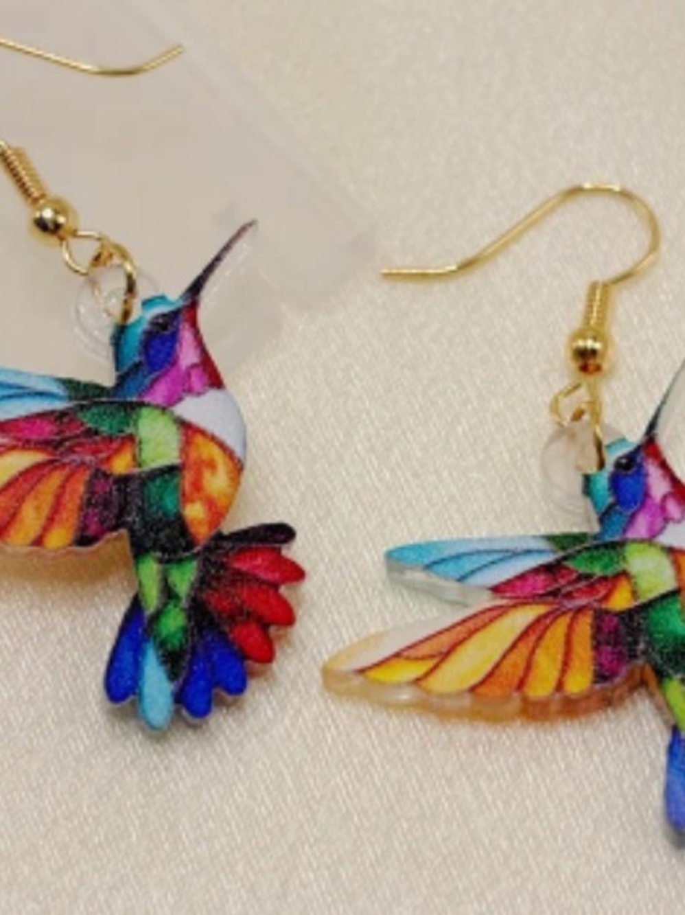 Colorful Hummingbird Acrylic Drop Earrings - Multicolor